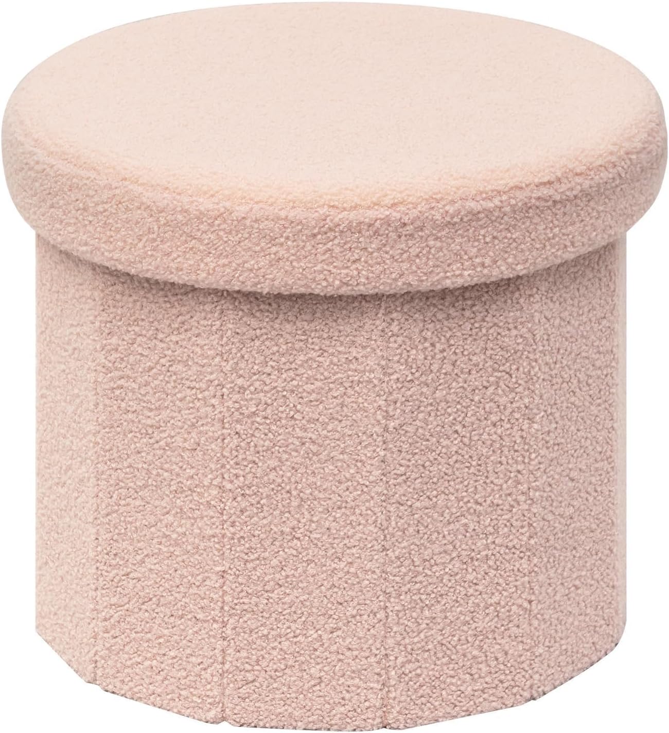 15-Inch Compact Round Ottoman with Hidden Storage - Pink