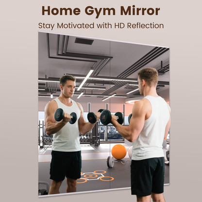 LOAAO Home Gym Mirror, 72"x32"-2 PCS Gym Mirrors for Wall, Frameless, Tempered Glass, Large Workout Mirrors for Home Gym, Dance Studio, Yoga Room, Garage Gym