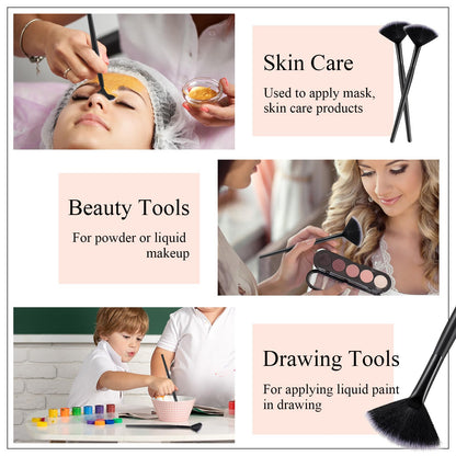 9 Pieces Facial Fan Mask Brushes, Soft Facial Applicator Brushes Tools for Peel Glycolic Makeup for Mud Cream(Champagne)