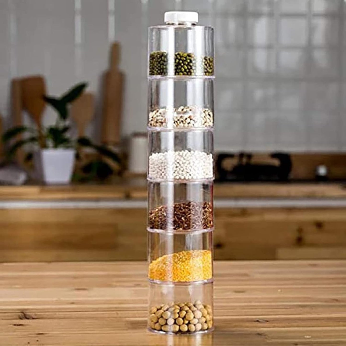 Atyhao Portable Spice Rack, Transparent Spice Storage Box, 6pcs Stackable Seasoning Pot for Kitchen