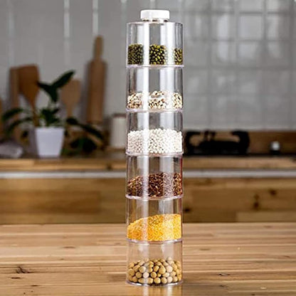 Atyhao Portable Spice Rack, Transparent Spice Storage Box, 6pcs Stackable Seasoning Pot for Kitchen