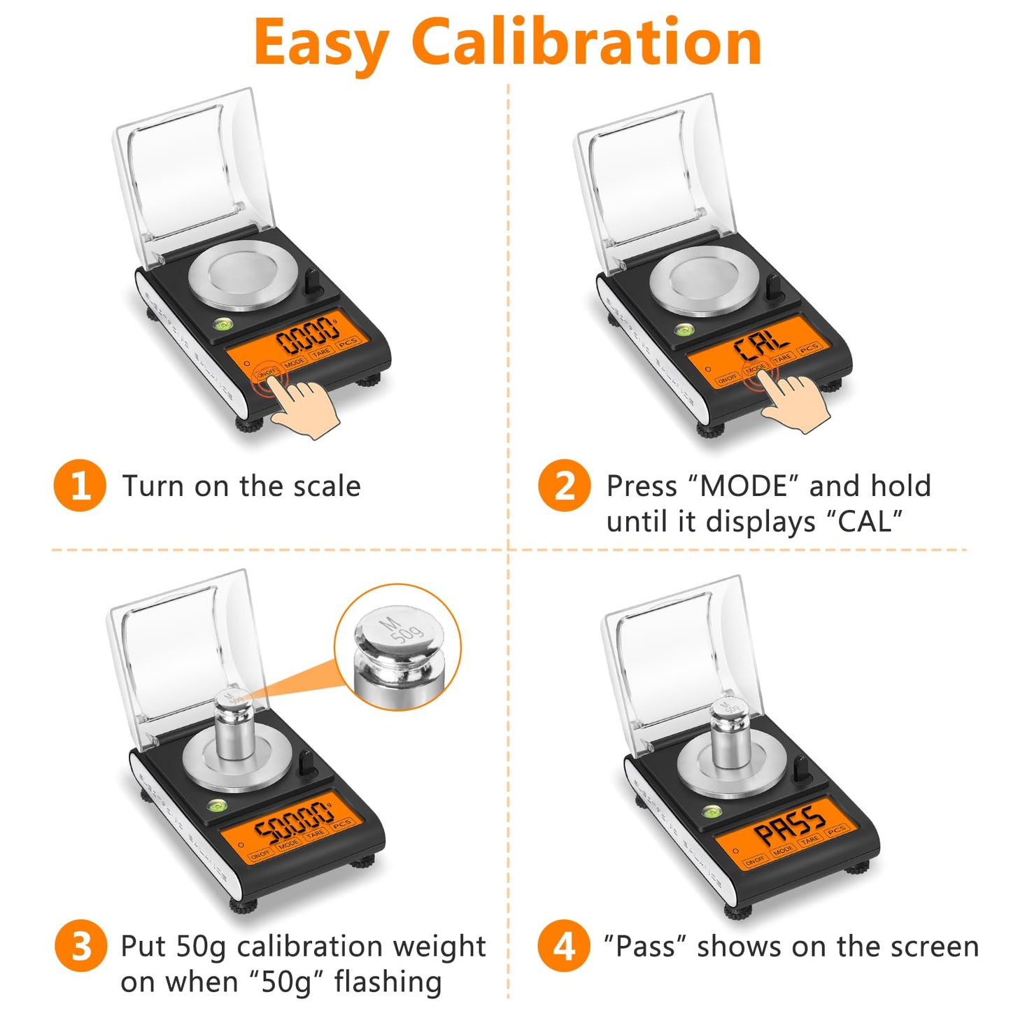 Fuzion Milligram Scale 50g/0.001g, Digital mg Scale with Calibration Weights, Jewelry Scale with Tweezers, Spoon, Bowl, Brush, Micro Scale for Powder, Gold, Herb, Large Display