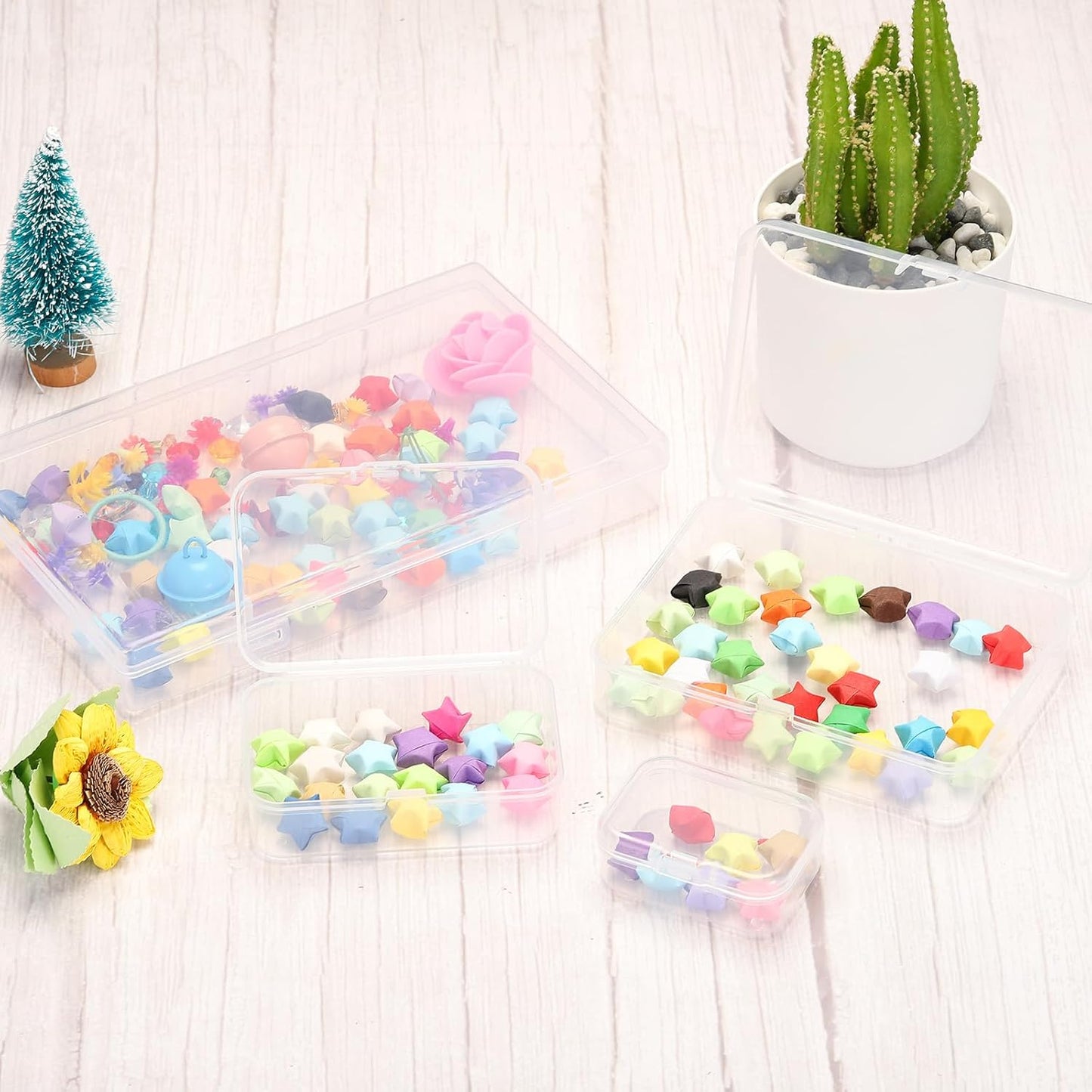 PATIKIL Clear Storage Box, 4.5x4.5x2.5in, 6Pack Stackable Plastic Organizer Container for Bead Jewelry Art
