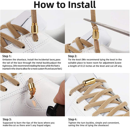 No Tie Elastic Shoe Laces With Laces Lock Sneakers Tieless One Size Fits All Kids & Adult Sports Flat Shoelaces