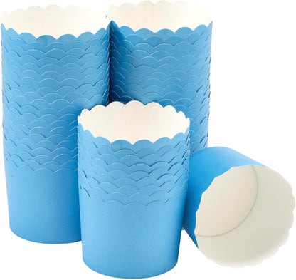 DecoPac Blue Scalloped Baking Cups, 50 Count, Perfect for Delicious Cupcakes, Oven Safe Cases