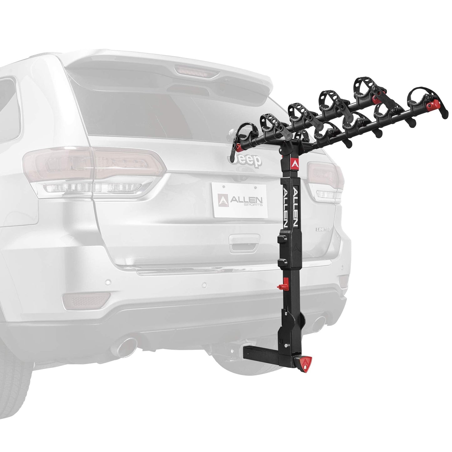 Allen Sports Premier Locking Quick Release 5-Bike Carrier for 2 in. Hitch, Model QR555 & Tension Bar Bicycle Cross-Bar Adaptor, Black, One Size