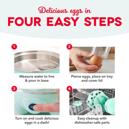 Dash Deluxe Egg Cooker - Boiler, Poacher & Steamer - Includes Measuring & Recipe Guide - Dishwasher Safe - BPA Free - Holds 12 Eggs, Aqua