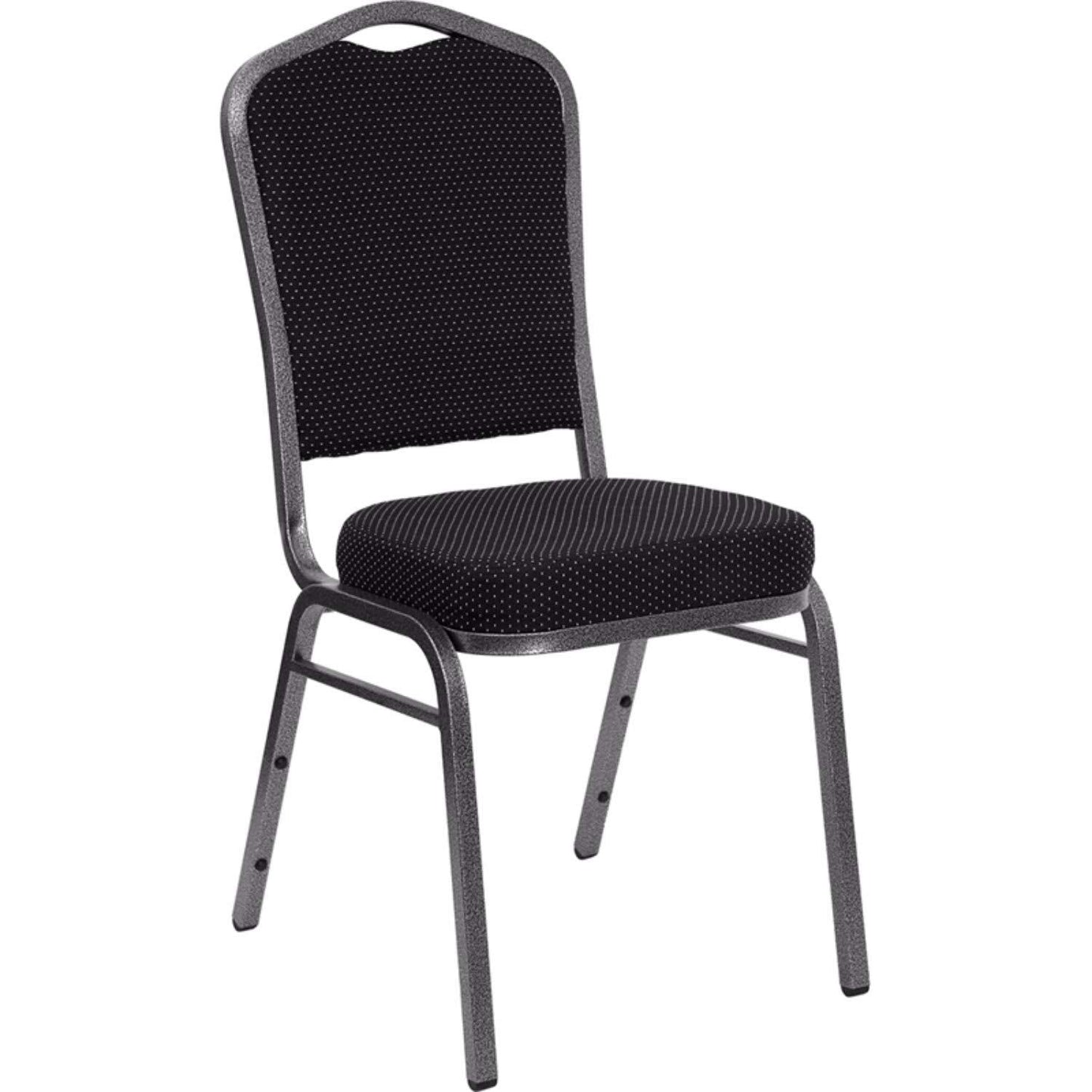 Flash Furniture HERCULES Series Crown Back Stacking Banquet Chair in Black Dot Patterned Fabric - Silver Vein Frame (Pack of 4)