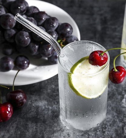 Hiware Reusable Glass Straws Set, 5-piece Drinking Straws with Cleaning Brush, 10" x 10 mm, Dishwasher Safe