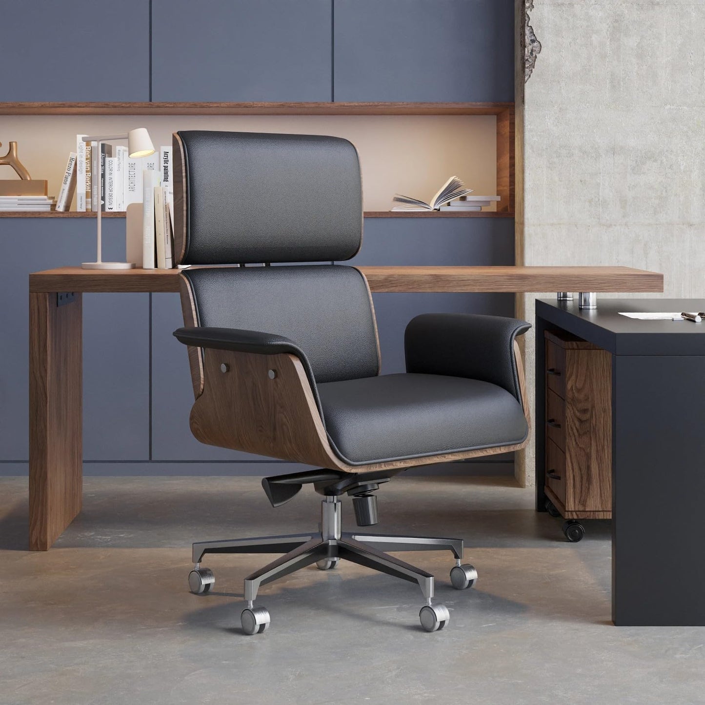 LOVEDIMA Ergonomic Office Chair, Adjustable Height Desk Chair with 360° Swivel Wheels, Faux Leather Computer Chair, Rolling Home Office Chair for Work, Study, or Gaming,Black
