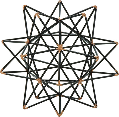 Deco 79 Metal Geometric Decorative Sculpture Home Decor Statue with Gold Accents, 7" x 7" x 7", Black