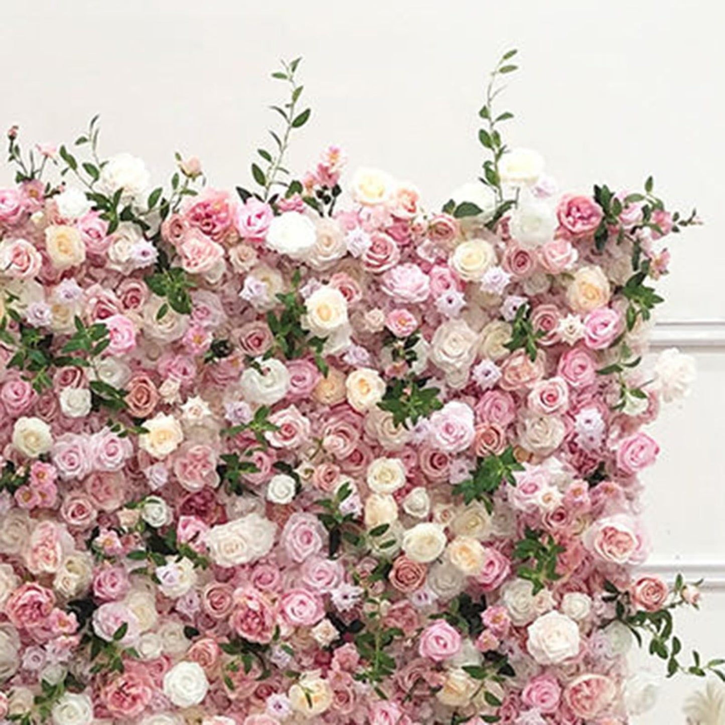 Handmade Pale Pink Champagne Rose Wall Large Artificial Flower Wall Backdrop Panels,Rose Wedding Backdrop 3D Floral Wall Fabric Flower Wall For Party Baby Shower Bridal Weddin,1m*1m/3.28*3.28FT