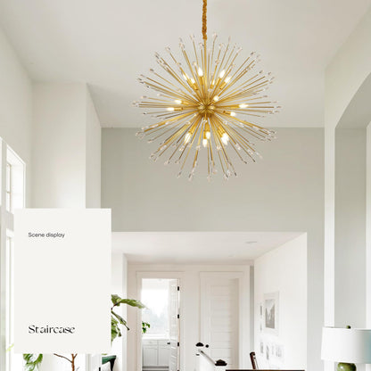 Aol furin 18-Light Gold Sputnik Chandeliers, 41" Starburst Firework Pendant Light fixtures, Mid-Century Modern Satellite Ceiling Lights for Dining Room, Kitchen, Bedroom, Living Room, E12