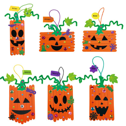 Winlyn 24 Sets Fall Crafts Kits Halloween Crafts Individual Fall Kids Crafts DIY Pumpkin Fall Decorations Craft Sticks Pumpkin Foam Stickers Arts and Crafts for Kids Classroom Activities Party Favors
