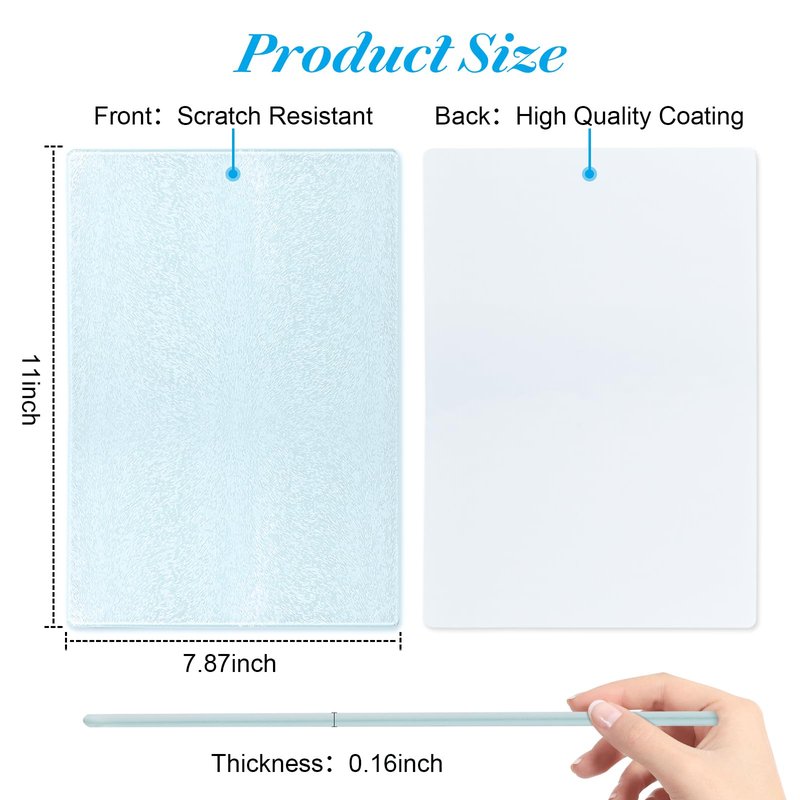 10 Pcs Sublimation Cutting Board Blanks, Textured Tempered Glass Cutting Boards For Kitchen, Anti Slip Chopping Board For Countertop Heat Press Machine Personalized Home Decoration