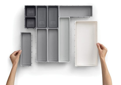 Joseph Joseph Blox 10 Piece Plastic Storage Trays Organizer Grey