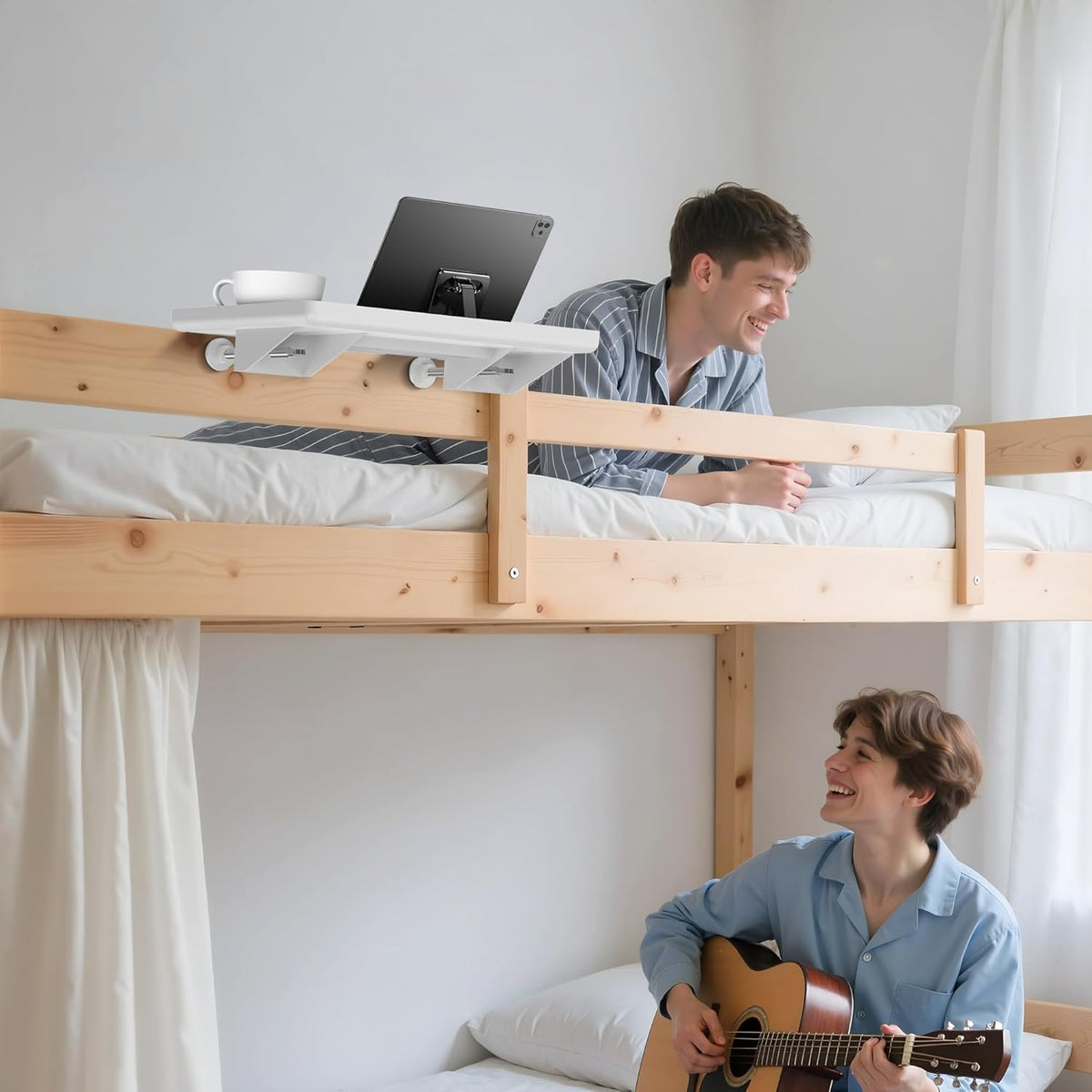 Bedside Shelf for Dorm Bunk Bed, Clip On Nightstand, Bed Side Table Tray Organizer, College Dorm Room Essentials