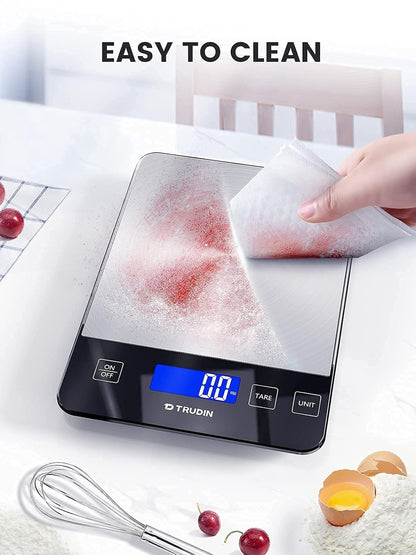 33lb Food Scale, NASA-Grade Digital Kitchen Scale, Precisely Measures Grams and Ounces for Baking and Cooking, Waterproof Tempered Glass & Stainless Steel Platform