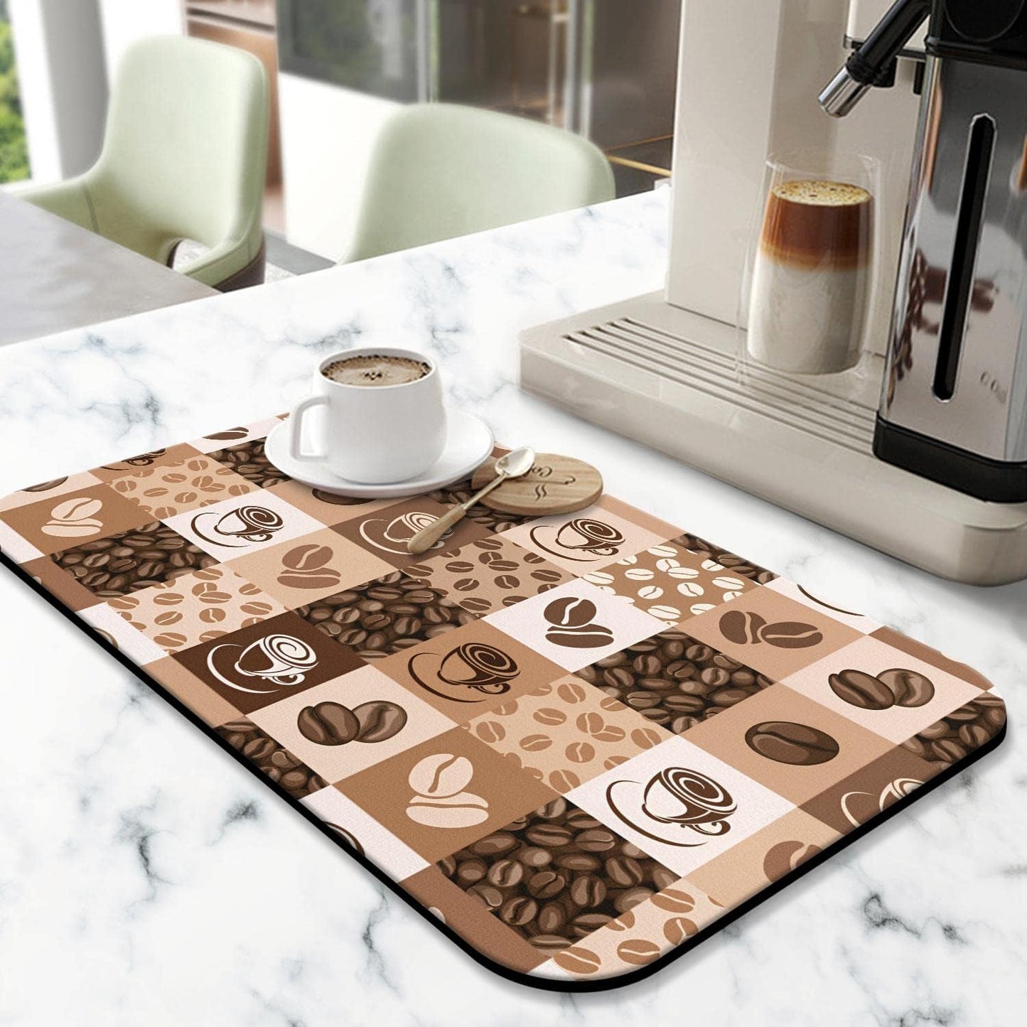 Coffee Bar Mat Accessories for Countertop, Super Absorbent Anti-Slip Silicone Dish Drying Mats, 19inx12in