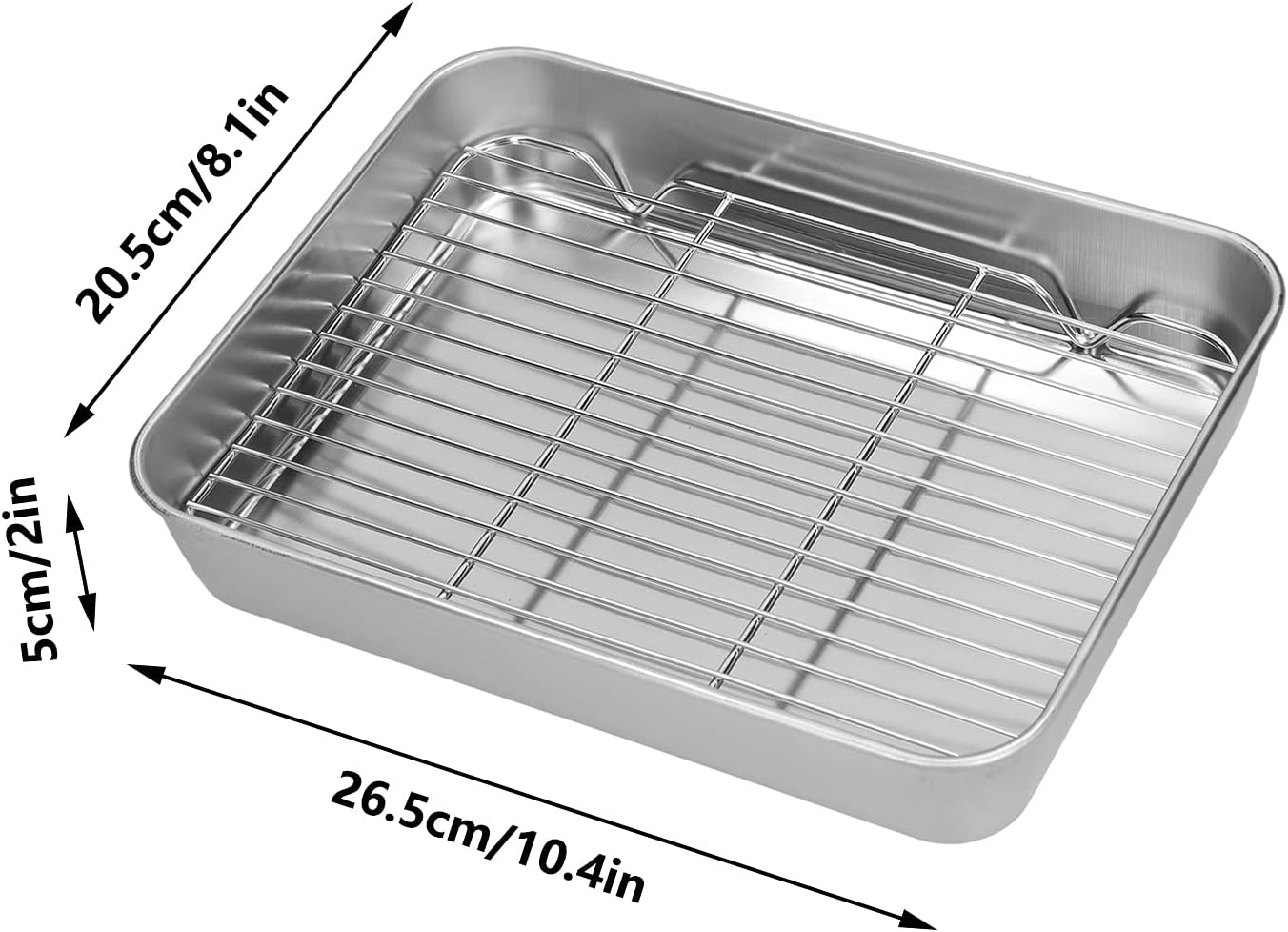 Roasting Pan with Racks, Stainless Steel Broiler Pan and Grill Rectangular Roaster for Cooking