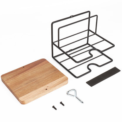 Livabber Napkin Holder, Metal Napkin Storage with Salt and Pepper Shakers Caddy Modern Napkin Dispenser for Table Kitchen Countertop, Not Including Salt and Pepper Shakers (Middle Wooden, Black)