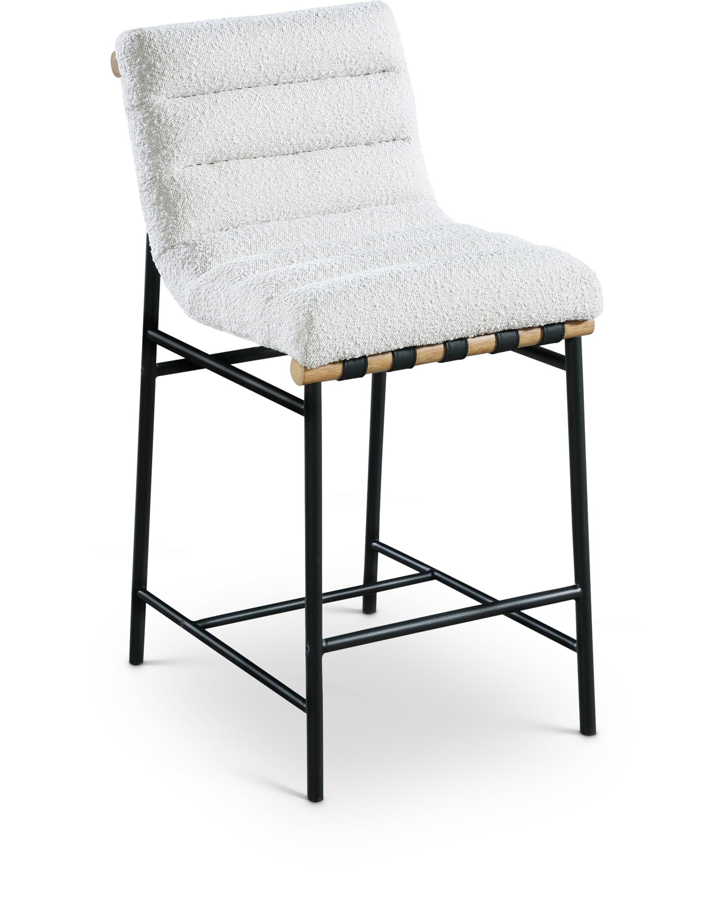 Meridian Furniture 857Cream-C Burke Collection Modern | Contemporary Boucle Fabric Upholstered Counter Stool, Cream, 18" W x 24" D x 37.5" H