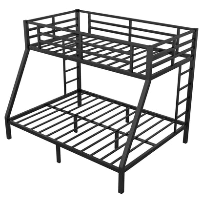 Bellemave Twin XL Over Queen Bunk Bed for Adults, Twin XL Over Queen Bunk Beds Frame with 2 Ladder and Full Length Guardrail, Easy Assemble, Mattress Not Included, Black