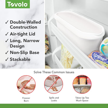 Frozen 2.5 Tovolo Half Gallon Ice Cream Container for Home Made Ice Cream Glide A Scoop Ice Cream Tub for Reusable