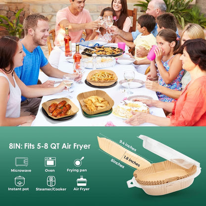 Skiennix Air Fryer Paper Liners - 400 Pcs Heavy-Duty Non-Stick Parchment, 6.5" Square for 2-4 Qt Baskets