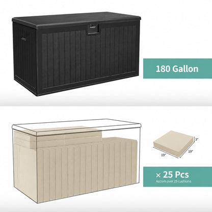 YITAHOME 180 Gallon Large Deck Box with Side Handles, Outdoor Double-Wall Storage for Patio Furniture Cushions, Garden Pool Accessories, Waterproof & Lockable