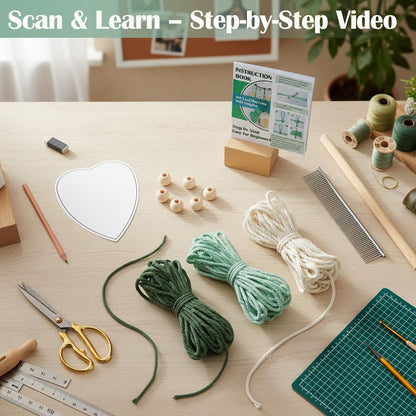 Ewparts Macrame Leaf Wall Hanging Kit – 3mm Cord with Fringe Comb, Threader & Leaf Template,Include Step-by-Step Instructions, Complete DIY Wall Decor Set for Beginners, Boho Craft Kit for Adults