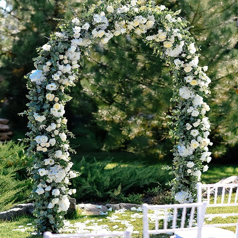 YRIOWMI 10PCS Fake Rose Garland, 7.5Ft Artificial Vines Flowers Hanging Rose Vine for Table Wedding Backdrop Arch Wall Party Mantle Festival Decor (Snowy White)