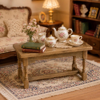 LOGOFUN Dolls House Miniature Wood Table Mini Wooden Table Model 1:12 Scale Tiny Dining Table for Doll House Kitchen Accessories