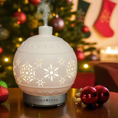 Earnest Living Essential Oil Diffuser White Ceramic Diffuser 100 ml Timers Night Lights and Auto Off Function Home Office Humidifier Aromatherapy Diffusers for Essential Oils