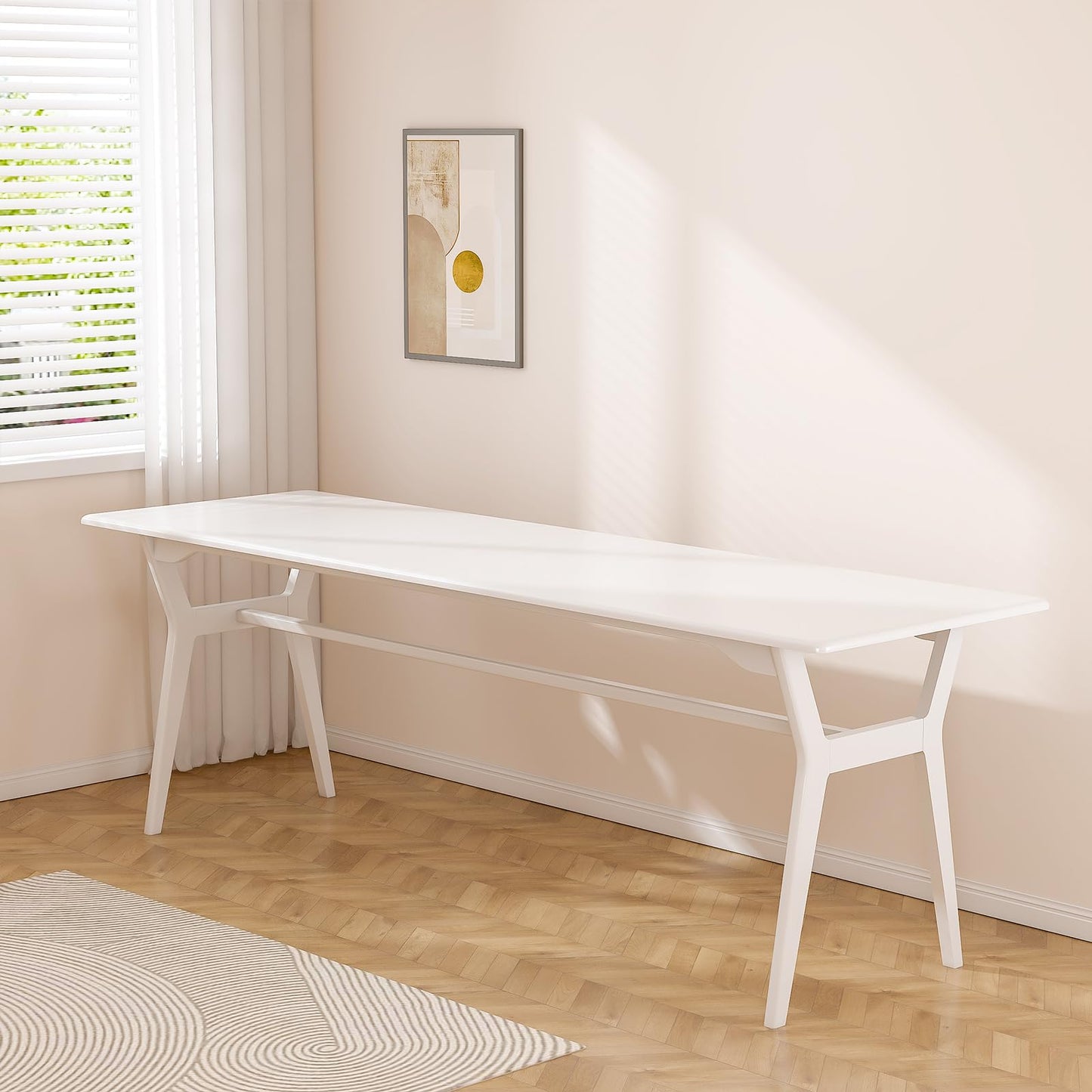 OSCHF Solid Wood Study Desk - 78.8" Double Long Computer Table for Home Office, 2-Person PC Workstation, White