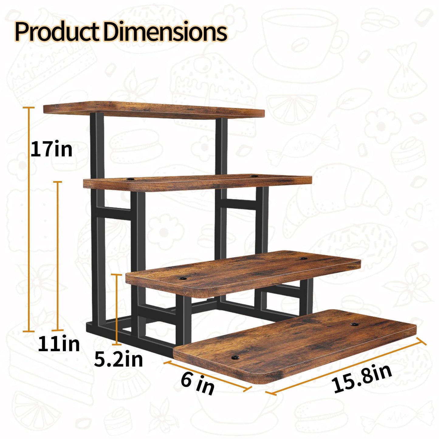 Lilybud--lily Cupcake Stand for 50 Cupcakes, 4 Tier Wooden Risers Display Stands Stepped Dessert Table Display Set with Metal Frame Tiered Tray Stand Serving Trays for Party Farmers Market Display