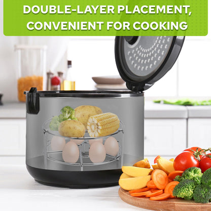 HULISEN Steamer Rack For Pots, 2-4/5" and 2" Tall Trivet for Instant Pot 6 Qt and 8 Qt, 18/8 Stainless Steel Steaming Rack Fit Pressure Cooker (7" Dia - 2Pcs)