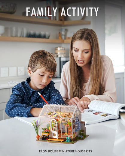 Rolife DIY Miniature House Kit for Adults, Easy Assemble Mini Greenhouse Dollhouse Building Model Sets, Tiny Wooden Garden House Hobby Crafts as Unique Gift Ideas or Home Decor