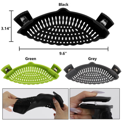 3 Pcs Silicone Clip-on Food Strainer Pasta Strainer for All Pots and Pans, Kitchen Colander for Noodle, Vegetables, Meat, Fruit, Spaghetti