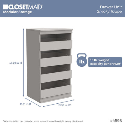 ClosetMaid Modular Storage 106.97-inch W 8-Drawer 18-Shelf Entertainment System with Doors, Smoky Taupe