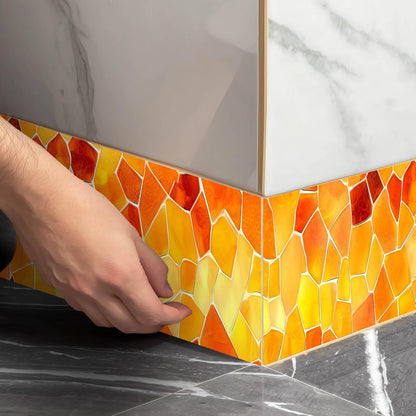 IVN Wallpaper Border Peel and Stick Wall Yellow Mosaic Decorative Wall Trim Self Adhesive Border for Walls Mirror Frame Accent Strip for Bedroom Kitchen LivingRoom 4x196 Inch