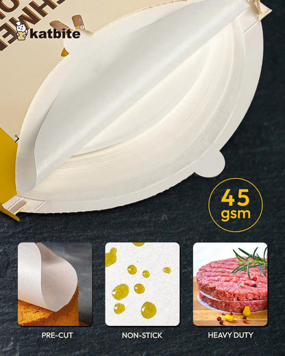 Katbite 9 Inch Parchment Paper Rounds, 200 Pcs, Heavy Duty Non-Stick Cake Baking Circles and Air Fryer Liners