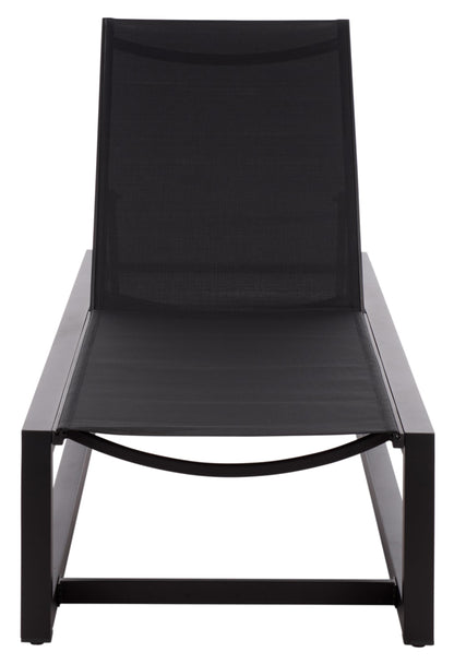 SAFAVIEH Outdoor Patio Furniture Collection – Logan Black & Black Aluminum Lounger, Adjustable Modern Outdoor Reclining Chaise (PAT7561A)