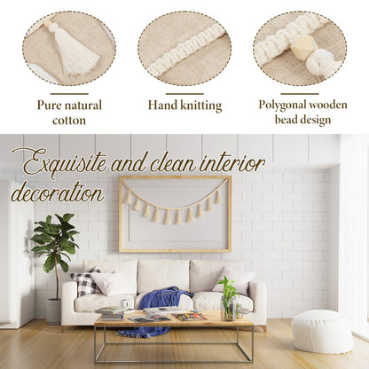4 PCS Boho Macrame Tassel Garland, 47.2 Inch Boho Classroom Decor Handmade Christmas Garland Wall Hanging Tassels for Nursery Classroom Office Birthday Party Kids Room Baby Shower Decoration
