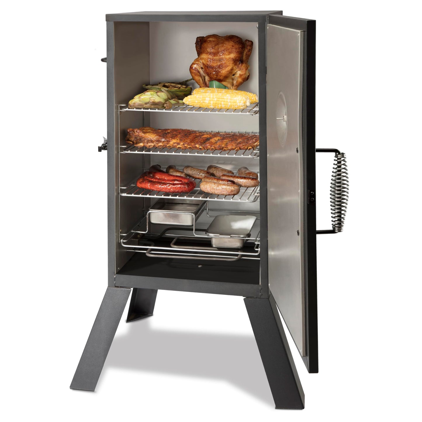 Cuisinart 30" Electric Smoker, 3 Adjustable Racks, Large Capacity BBQ Meat Smoker, Water & Wood Trays for Smoked Meat, Brisket, Salmon & Jerky, Adjustable Temperature Control