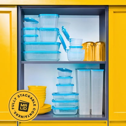 Premium Food Storage Containers, 10 Pack, Permanently Attached Plastic Lid, Space Saving Organization