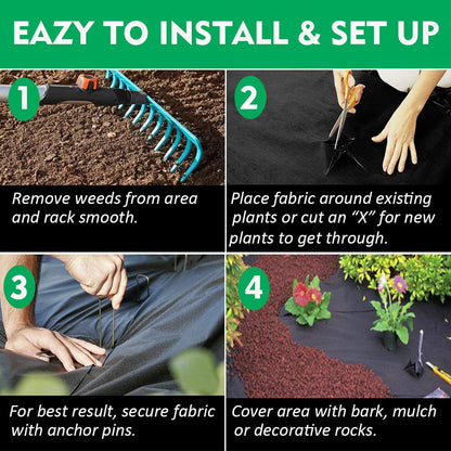 Kdgarden Premium 5oz Pro Weed Barrier Landscape Fabric Ground Cover Heavy Duty Commercial Anti-Weed Gardening Mat, 7ft x 200ft, Black