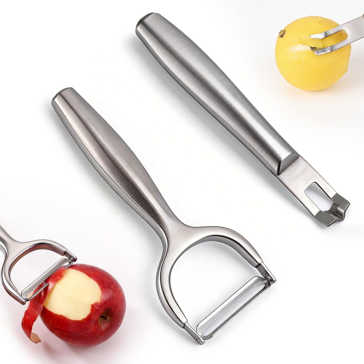 Lemon Zester & Vegetable Peeler Set, Stainless Steel Fruit Kitchen Peeler Grater Tool Practical Handheld Zester for Bar Cocktail Garnishes Culinary Citrus Food Peel Kitchen Use