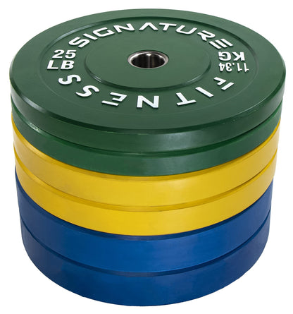 Fitvids 2" Olympic Bumper Plate Weight Plates with Steel Hub, 210LB Set (2X 25/35/45LB), Colored