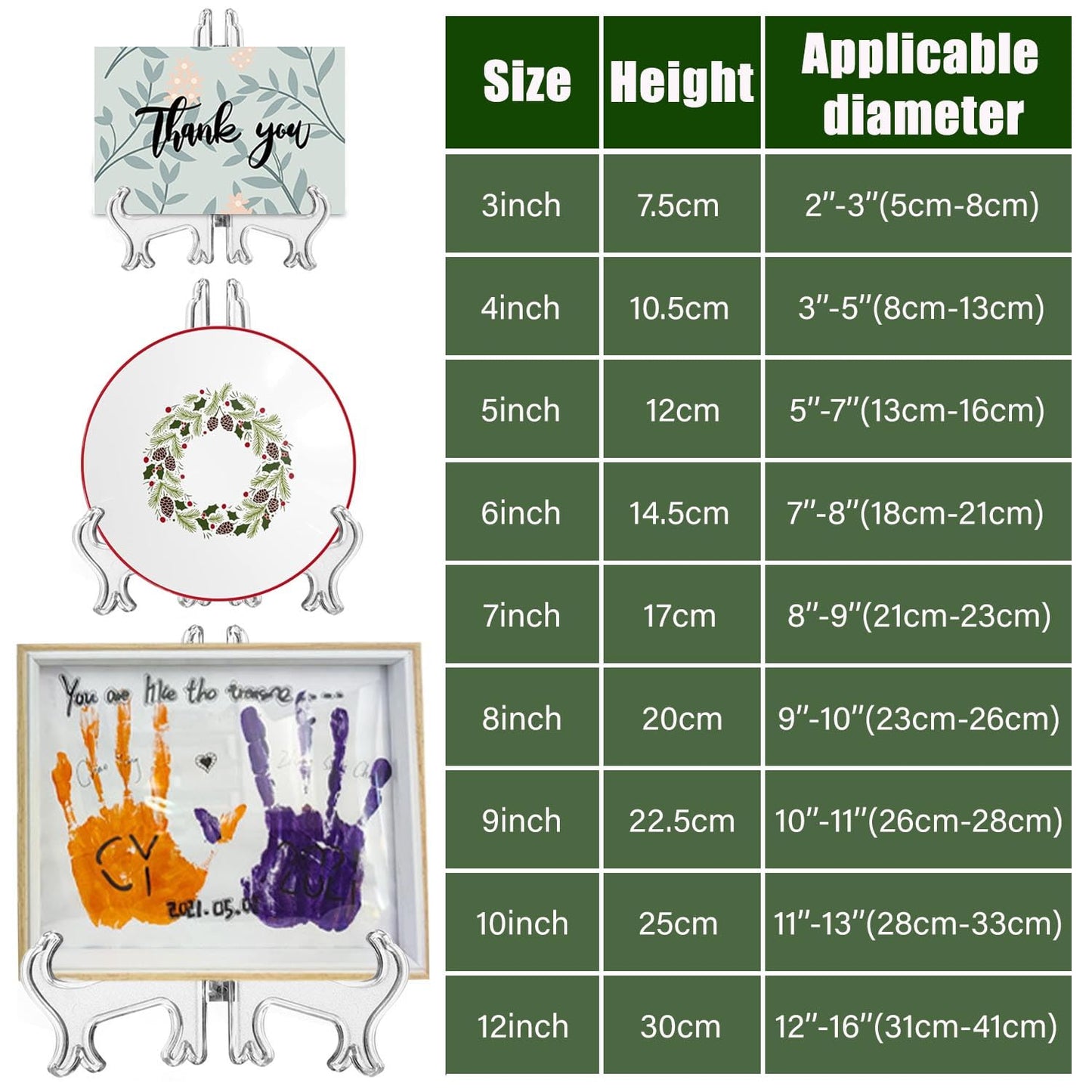 LonlyEagle 6 Pack 10 Inch Clear Plastic Easels or Stand/Plate Holders to Display Pictures or Other Items at Weddings, Plate Stands for Home Decoration, Birthdays, Tables
